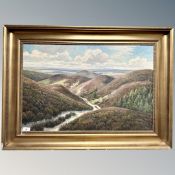 Niels Borch : Heather on a hillside, oil on canvas, 82cm by 54cm.