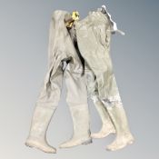 Two pairs of fishing waders, one size 10 and one unknown.
