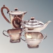A four piece Art Deco Sheffield plate tea service.