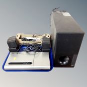 A Bose Series 3 bass speaker together with two mini speakers, a Bose Lifestyle Model 5 music centre,