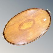 A Victorian inlaid mahogany gallery tray