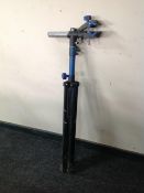 A surveyor's tripod stand.