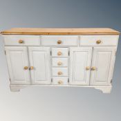 A contemporary pine farmhouse painted sideboard,