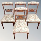 A set of four 19th century inlaid mahogany dining chairs together with a pair of nursing chairs