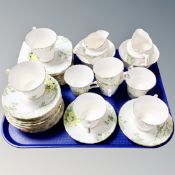 34 pieces of New Chelsea Primrose Dale bone tea china.