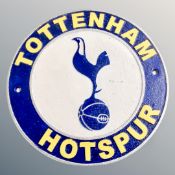 A cast iron wall plaque, Tottenham Hotspur club crest.