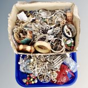 A tray containing a quantity of costume jewellery.