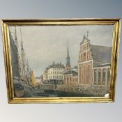 Danish school : boats in a harbour, oil on canvas,