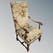 A 19th century carved walnut framed armchair in tapestry fabric CONDITION REPORT: