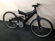 A full suspension mountain bike (no seat).