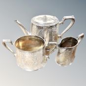 A Walker & Hall three piece plated tea service