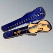 An early 20th century German violin with two-piece 14