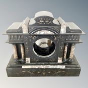 A 19th century black slate mantel clock case