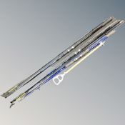 Two Ron Thompson Evo II beech casting rods in carry bags together with further Abu Garcia two piece