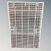 A folding wire metal dog cage with tray approximately 75 cm x 120 cm with height 70 cm.