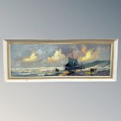 Attributed to Jan Van Delden (Dutch 1882-1947) Figures and boats on a shoreline, oil on canvas,