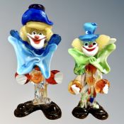 Two Murano glass clowns