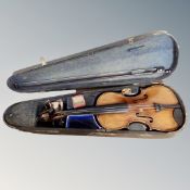 An early 20th century German violin labelled Copy of Antonio Stradivarius, two-piece 14