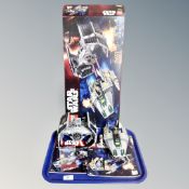 A Lego Star Wars 75050 Vader's Tie Advanced vs. A-Wing Starfighter, with box and instructions.