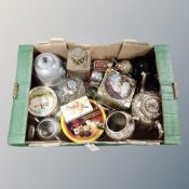 Box of silver plated tea service,