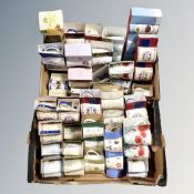 Two boxes of assorted Ringtons mugs (boxed)