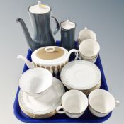 A tray of Poole pottery teapot and jug,