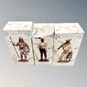 Three Leonardo collection country figures - Raw hide, Geronimo and State marshal, all parts boxed.