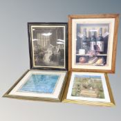 A 19th century monochrome print depicting Queen Victoria together with three other pictures