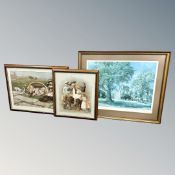 After Ralph Hedley : children with puppies, colour print, 61 cm x 41 cm,