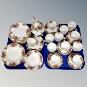 Fifty pieces of Royal Albert Old Country Roses bone tea and dinner china