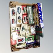 A box of die cast vehicles, Atlas, Corgi,