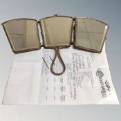 A Victorian triptych lady's hand mirror from the Estate of Peter Wyngarde