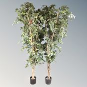 Two artificial trees in pots