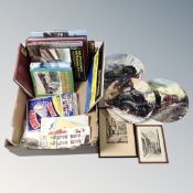 A box of books relating to railways, three Wedgwood Royal Mail Cuneo collector's plates,