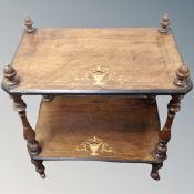 A 19th century inlaid two-tier what-not stand