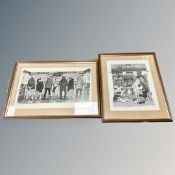 After Robert Olley : bath time by a fire, monochrome print, 30 cm x 38 cm,