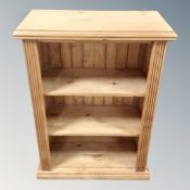 A set of pine open bookshelves,