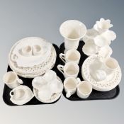 Two trays of Hartley Greens and Company cream ware dinner ware to include dishes, napkin rings,