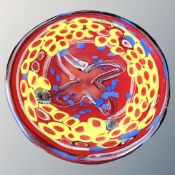 A circular Art glass serving plate,