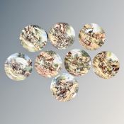 Eight Wedgwood collector's plates depicting rural scenes.