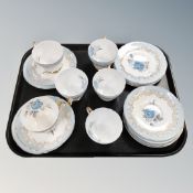 Six Shelley bone china Blue Rose trios
