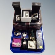 A Union Jack jewellery box together with lady's watches, Sekonda,