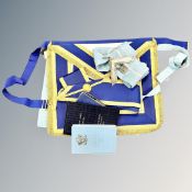 A group of Masonic regalia, medals, satchel,