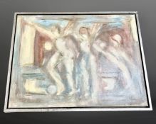Twentieth century Continental School: Abstract figures, oil on canvas, 80 cm x 60 cm, framed.