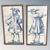 A pair of Continental tiled panels, moun