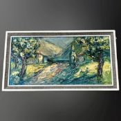 Danish School : Building by trees, thic