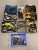 A collection of hand tools and power too