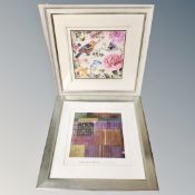 A print after Dominique Gaudin : City Living, together with a further print of a bird with flowers,