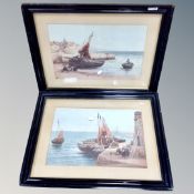 A pair of 20th century colour prints - Harbour scenes, framed.
