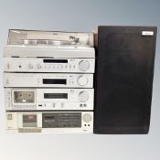 A five piece Akai separates hifi system with speakers and manuals.